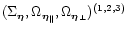 $(\Sigma_{\vec\eta},\Omega_{\vec\eta_\parallel},
\Omega_{\vec\eta_\perp})^{(1,2,3)}$