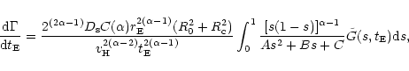\begin{displaymath}%
\frac{{\rm d}\Gamma}{{\rm d}t_{\rm E}} = \frac{2^{(2\alpha ...
...{\alpha -1}}{As^2 + Bs + C} \tilde{G}(s,t_{\rm E}) {\rm d}s} ,
\end{displaymath}