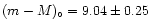 $(m-M)_{\circ} = 9.04\pm 0.25$