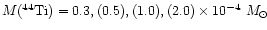 ${M(^{44}{\rm Ti})} = 0.3,(0.5),(1.0),(2.0)\times 10^{-4} ~{M}_\odot$