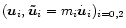 $({\vec u}_{i},{\vec{\tilde{u}}}_{i}=m_{i}\dot{{\vec u}}
_{i})_{i=0,2}$