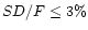 $SD/F\leq 3\%$