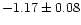 $-1.17 \pm 0.08$