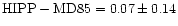 $\rm HIPP - MD85 = 0.07 \pm 0.14$