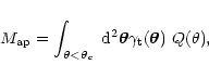 \begin{displaymath}%
M_{\rm ap}=\int_{\theta < \theta_c}~{\rm d}^2\vec{\theta} \gamma_{\rm t}(\vec{\theta})~Q(\theta),
\end{displaymath}