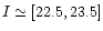 $I\simeq [22.5,23.5]$