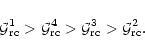 \begin{displaymath}{ \bf {\cal {G}}}^1_{\rm rc} > { \bf {\cal {G}}}^4_{\rm rc} > { \bf {\cal {G}}}^
3_{\rm rc} > { \bf {\cal {G}}}^2_{\rm rc}.
\end{displaymath}