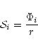 \begin{displaymath}{\cal S}_i=\frac{\Phi_i}{r}
\end{displaymath}