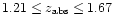 $1.21 \leq z_{\rm abs} \leq 1.67$