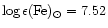 $\log\epsilon(\rm Fe)_{\odot}=7.52$