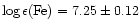 $\log\epsilon\rm (Fe)=7.25\pm
0.12$