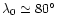 $\lambda_0 \simeq 80\hbox{$^\circ$ }$