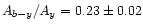 $A_{b-y}/A_{y}=0.23\pm0.02$