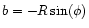 $b= -R\sin (\phi)$