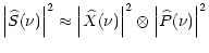$\displaystyle \left\vert \widehat{S}(\nu)\right\vert^{2}\approx\left\vert
\widehat{X}(\nu)\right\vert^{2}
\otimes\left\vert\widehat{P}(\nu)\right\vert^{2}$