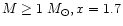 $M\geq 1~M_{\odot}, x=1.7$