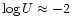 $\log U \approx -2$