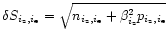 ${\delta S}_{i_{\rm z}, i_{\rm e}}=\sqrt{n_{i_{\rm z}, i_{\rm e}}+\beta_{i_{\rm z}}^2p_{i_{\rm z}, i_{\rm e}}}$