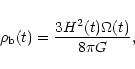 \begin{displaymath}\rho_{\rm b}(t)=\frac{3H^2(t)\Omega(t)}{8\pi G},
\end{displaymath}