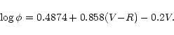 \begin{displaymath}\log\phi = 0.4874+0.858 (V{-}R) -0.2 V.
\end{displaymath}
