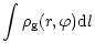 $\displaystyle \int \rho_{\rm g}(r,\varphi) {\rm d}l$