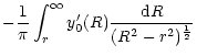 $\displaystyle -\frac{1}{\pi}\int_r^{\infty} y'_0(R)\frac{{\rm d}R}
{(R^2-r^2)^{1\over2}}$