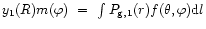 $y_1(R)m(\varphi)\ =\ \int P_{\rm g,1}(r)f(\theta,\varphi) {\rm d}l$