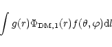 \begin{displaymath}%
\int g(r)\Phi_{\rm DM,1}(r)f(\theta,\varphi) {\rm d}l
\end{displaymath}