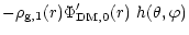 $\displaystyle - \rho_{\rm g,1}(r)\Phi'_{\rm DM,0}(r)\ h(\theta,\varphi)$