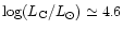 $\log(L_{\rm C}/L_\odot) \simeq 4.6$