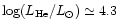 $\log(L_{\rm He}/L_\odot) \simeq 4.3$