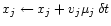$x_{j}\leftarrow
x_{j}+v_{j}\mu _{j}\, \delta t$