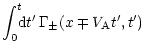 $\displaystyle \int _{0}^{t}\! \! \! \mathrm{d}t'\,
\Gamma _{\pm }(x\mp V_{\mathrm{A}}t',t')$