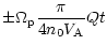 $\displaystyle \pm \Omega _{\mathrm{p}}\frac{\pi }{4n_{0}V_{\mathrm{A}}}Qt$