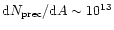 $\mathrm{d}N_{\mathrm{prec}}/\mathrm{d}A\sim 10^{13} $