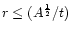 $r\leq (A^{\frac{1}{2}}/t)$