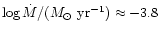$\log\dot{M}/({M}_\odot~ {\rm
yr}^{-1}) \approx -3.8$