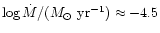 $\log\dot{M}/({M}_\odot~ {\rm yr}^{-1})
\approx -4.5$
