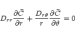 \begin{displaymath}D_{rr} {\partial \bar{C} \over \partial r}
+ {D_{r\theta} \over r} {\partial \bar{C} \over \partial \theta} =
0
\end{displaymath}