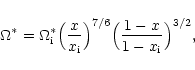 \begin{displaymath}\Omega^* = \Omega^*_{\rm i} \Bigl(\frac{x}{x_{\rm i}}\Bigr)^{7/6}
\Bigl(\frac{1-x}{1-x_{\rm i}}\Bigr)^{3/2},
\end{displaymath}