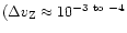 $(\Delta v_{\rm Z} \approx 10^{-3~ \rm {to}~-4}$
