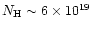 $N_{\rm H} \sim 6\times 10^{19}$