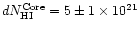 $dN_{\rm HI}^{\rm Core} =
5\pm1\times10^{21}$