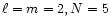 $\ell=m=2, N=5$