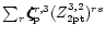 $\sum_r\zeta\hspace{-.19cm}\zeta\hspace{-.19cm}\zeta^{r,
3}_{\rm p}(Z^{3,2}_{\rm 2pt})^{rs}$