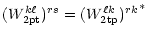 $\displaystyle (W^{k\ell}_{\rm 2pt})^{rs}={(W^{\ell
k}_{\rm 2tp})^{rk}}^*$