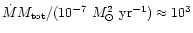 $\dot{M}M_{\rm tot}/
(10^{-7}~M_{\odot}^2~{\rm yr}^{-1})\approx 10^3$