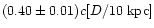 $(0.40\pm0.01)c[D/10~{\rm kpc}]$