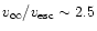 $v_\infty/v_{\rm esc}\sim2.5$