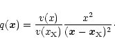 \begin{displaymath}q(\vec{x}) = \frac{ v(x) }{ v(x_{\rm X}) }
\frac{ x^2 }{ ( \vec{x} - \vec{x}_{\rm X} )^2 } \cdot
\end{displaymath}